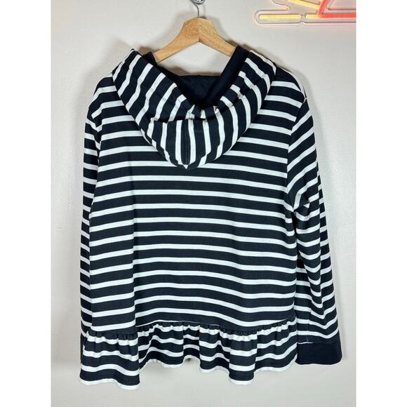 Brooke Street Kate Spade Hoodie Black Cream Striped Peplum Plus Size XL Preppy - Picture 7 of 10